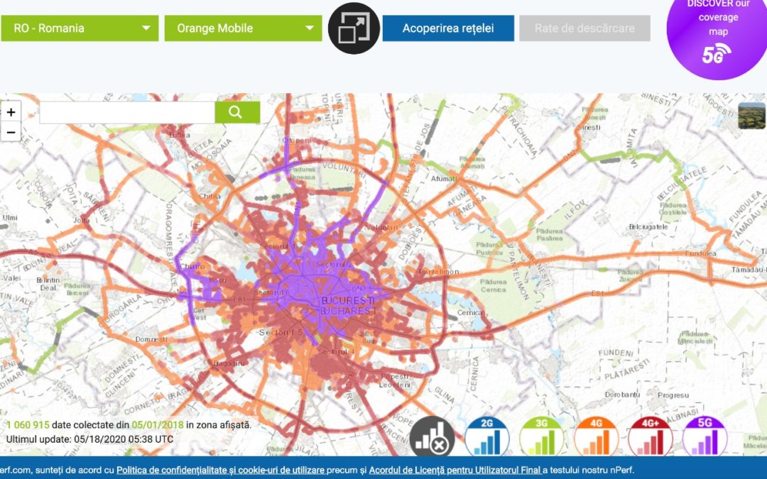 Unde sunt montate antenele 5G ale operatorilor in Bucuresti. Ce viteza am prins la internet